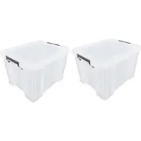 Whitefurze 2x stuks Allstore opbergboxen - 48 liter - Transparant - 49 x 44 x 31 cm - Opbergbox