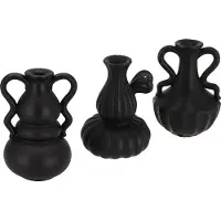 DK Design Daan Kromhout - Set/3 - Vaasjes - Jada - Zwart - 12x18cm - Keramiek