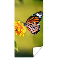 PosterMonkey Poster Vlinder - Insecten - Bloemen - Geel - 60x120 cm