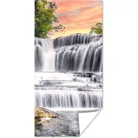 PosterMonkey Poster Waterval - Water - Stenen - Planten - Natuur - 75x150 cm