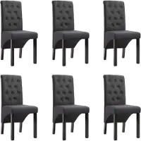 vidaXL Eetkamerstoelen 6 st stof donkergrijs