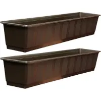 Geli Set van 4x stuks plantenbakken bruin rechthoekig 80 x 17,5 x 14,5 cm - Bloembakken/plantenbakken voor binnen/buiten