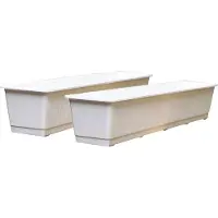 Geli Plantenbak - Set van 4x stuks - wit - rechthoekig - kunststof - 80 x 17,5 cm - Bloembakken/plantenbakken voor binnen/buiten