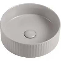 Guido Gusto Waskom Retro 36x36x11cm licht grijs met ribbels inclusief afvoerplug