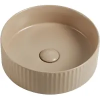 Guido Gusto Waskom Retro 36x36x11cm mat beige met ribbels inclusief afvoerplug