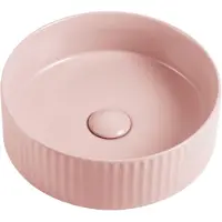 Guido Gusto Waskom Retro 36x36x11cm mat roze met ribbels inclusief afvoerplug