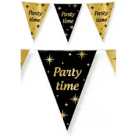 Paper Dreams 3x stuks leeftijd verjaardag feest vlaggetjes Party Time thema geworden zwart/goud 10 meter - Vlaggenlijnen