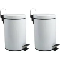 Spirella MSV Prullenbak/pedaalemmer - 2x - metaal - wit - 3 liter - 17 x 25 cm - Badkamer/toilet - Pedaalemmers