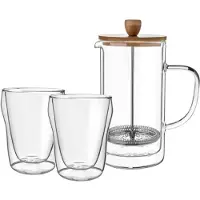 Florina Malachit dubbelwandige french press / cafetiere met 2 dubbelwandige glazen