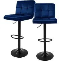 ML-Design Set van 2 barkrukken Abigail velvet | fluweel blauw 45x112x50 cm barkrukken | NADUVI