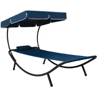 vidaXL Loungebed met luifel en kussen blauw