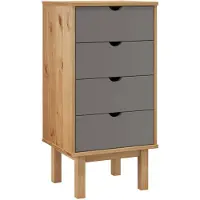 vidaXL Ladekast OTTA 45x39x90 cm massief grenenhout bruin en grijs