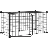 vidaXL 8-delig dierenkooi met deur, zwart, 70x35x35 cm, staal