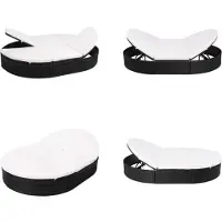 vidaXL Loungebed met kussen poly rattan zwart - Ligstoel - Ligstoelen - Lig Stoel - Leunstoel