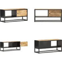 vidaXL Tv-meubel met bewerkte deur 90x30x40 cm ruw mangohout - Tv-meubel - Tv-meubels - Tv-meubelen - Tv-meubilair