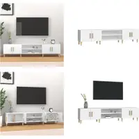 vidaXL Tv-meubel 180x31,5x40 cm bewerkt hout wit - Tv-kast - Tv-kasten - Tv-meubel - Hifi-meubel