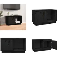 vidaXL Tv-meubel 74x35x44 cm massief grenenhout zwart - Tv-kast - Tv-kasten - Tv-meubel - Hifi-meubel
