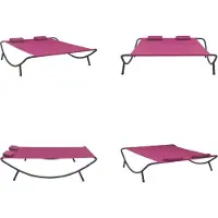 vidaXL Loungebed stof roze - Ligstoel - Ligstoelen - Loungebed - Loungebedden