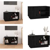 vidaXL Tv-meubel 70x34x40 cm massief grenenhout zwart - Tv-kast - Tv-kasten - Tv-meubel - Hifi-meubel