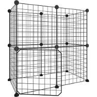 vidaXL Huisdierenkooi met deur 12 panelen 35x35 cm staal zwart