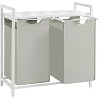 Acaza Wasmand - Wassorteerder - 2 Vakken - 92 L - 73 x 33 x 72 cm - Wit