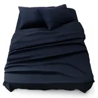 Blumtal 3-delige Set Bedlaken - Hoeslaken 160 x 200 x 30 cm - Laken 240 x 275 cm - 2 x Kussensloop 50 x 80 cm - Dark Ocean Blue