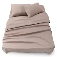 Blumtal 3-delige Set Bedlaken - Hoeslaken 180 x 200 x 30 cm - Laken 280 x 275 cm - 2 x Kussensloop 50 x 80 cm - Taupe