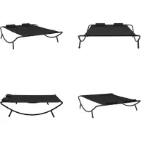vidaXL Loungebed stof zwart - Ligstoel - Ligstoelen - Loungebed - Loungebedden