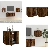 vidaXL Tv-wandmeubels 2 st 40x34,5x40 cm gerookt eikenkleurig - Tv-kast - Tv-kasten - Televisiekast - Bijzetkast