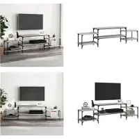 vidaXL Tv-meubel 197x35x52 cm bewerkt hout grijs sonoma eikenkleurig - Tv-kast - Tv-kasten - Tv-meubel - Hifi-meubel