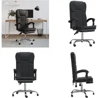 vidaXL Kantoorkruk met ligfunctie, zwart, kunstleer - Kantoorkruk met ligfunctie - Kantoorkrukken met ligfunctie - Kantoorkruk met relaxfunctie - Bureaukruk