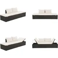 vidaXL Tuinbed 195x60 cm poly rattan zwart - Loungebed - Loungebedden - Tuinbed - Tuinbedden