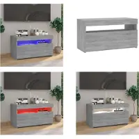 vidaXL Tv-meubel met LED-verlichting 75x35x40 cm grijs sonoma eiken - Tv-kast - Tv-kasten - Tv-meubel - Tv-meubel Met LED-verlichting