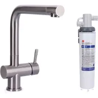 Stahl Keukenkraan Gun Metal massief RVS inclusief 3M waterfilter