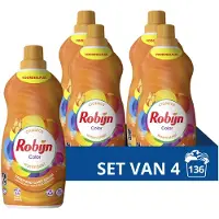 Robijn 4x Klein & Krachtig Wasmiddel Color 34 Wasbeurten 1,19 Liter