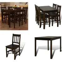 vidaXL Eettafel met 4 stoelen hout bruin - Eetkamertafel En Eetkamerstoel - Eetkamertafels En Eetkamerstoelen - Houten Eetset - Houten Eetsets