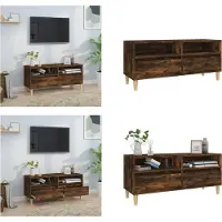 vidaXL Tv-meubel 100x34,5x44,5 cm bewerkt hout gerookt eikenkleurig - Tv Meubel - Tv Meubels - Tv Wandmeubel - Tv Tafel