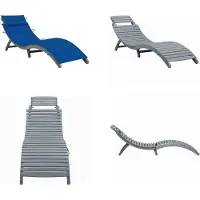 vidaXL Ligbed met kussen massief acaciahout grijs - Ligstoel - Ligstoelen - Lig Stoel - Lig Stoelen