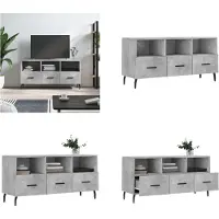 vidaXL Tv-meubel 102x36x50 cm bewerkt hout betongrijs - Tv-meubel - Tv-meubelen - Tv Kast - Opbergkast