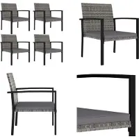 vidaXL Tuinstoelen 4 st poly rattan grijs - Buitenstoel - Buitenstoelen - Tuinstoel - Tuinstoelen