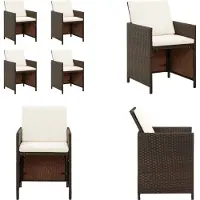 vidaXL Tuinstoelen 4 st met kussens poly rattan bruin - Buitenstoel - Buitenstoelen - Tuinstoel - Tuinstoelen