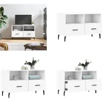 vidaXL Tv-meubel 80x36x50 cm bewerkt hout wit - Tv-meubel - Tv-meubelen - Tv Kast - Opbergkast
