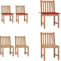 vidaXL Tuinstoelen 2 st met kussens massief teakhout - Tuinstoel - Tuinstoelen - Buitenstoel - Buitenstoelen