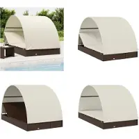 vidaXL Ligbed 2-persoons met rond dak 211x112x140 cm poly rattan bruin - Ligbed - Ligbedden - Tuinstoel - Relaxstoel