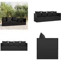 vidaXL Loungebed met kussens poly rattan zwart - Loungebed - Loungebedden - Loungebed Met Kussens - Tuinbed