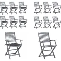 vidaXL Tuinstoelen 6 st inklapbaar met kussens massief acaciahout - Tuinstoel - Tuinstoelen - Tuin Stoel - Tuin Stoelen