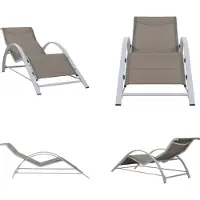 vidaXL Ligbed textileen en aluminium taupe - Ligbed - Ligbedden - Ligstoel - Ligstoelen