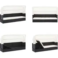 vidaXL Tuinbank met luifel poly rattan zwart - Tuinbed - Tuinbedden - Loungebed - Loungebedden