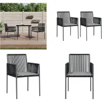 vidaXL Tuinstoelen 2 st met kussens 54x60,5x83,5 cm poly rattan zwart - Tuinstoel - Tuinstoelen - Tuin Stoel - Buitenstoel