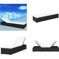 vidaXL Ligbed met kussen poly rattan bruin - Ligbed - Ligbedden - Ligstoel - Ligstoelen